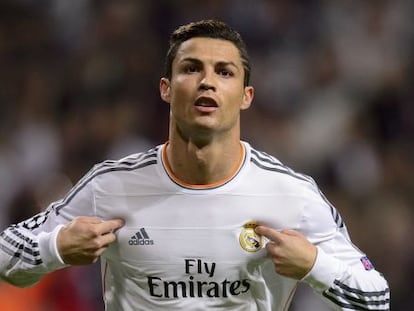 Cristiano Ronaldo celebrates scoring against Juventus on Wednesday. 