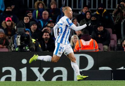 Martin Braithwaite celebra el tanto conseguido para su equipo.