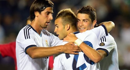 Khedira y Cristiano celebran un gol durante la pretemporada.