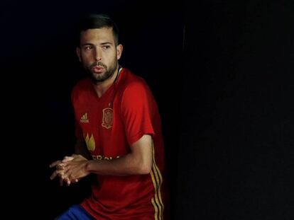 Jordi Alba, en la rueda de prensa. 