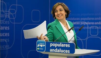 Ana Corredera en la sede del partido popular andaluz.