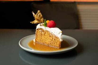 Tarta de tres leches. Imagen proporcionada por el restaurante Los Andenes.