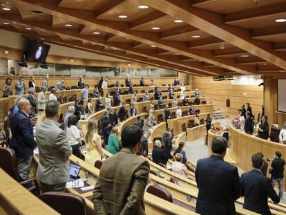 Minuto de silencio en recuerdo de las víctimas de Covid-19 al inicio de una sesión de control al Gobierno en el Senado, en Madrid (España) a 14 de julio de 2020.