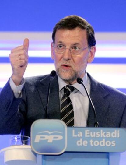 Mariano Rajoy, el domingo en su intervención en la clausura del congreso del PP vasco.