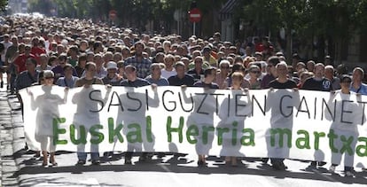 Manifestación de la Izquierda abertzale al inicio de las fiestas de San Sebastián