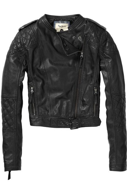 Cazadora biker de cuero de Pepe Jeans (250 euros).