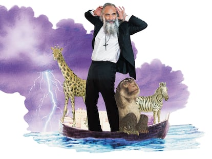 Collage del músico Warren Ellis que acaba de financiar un centro de acogida de animales en Indonesia.