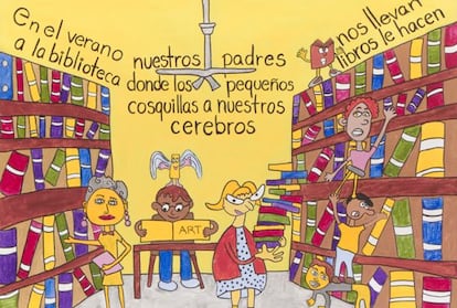 Uno de los murales de los niños que participan en los programas de Community-World Project.