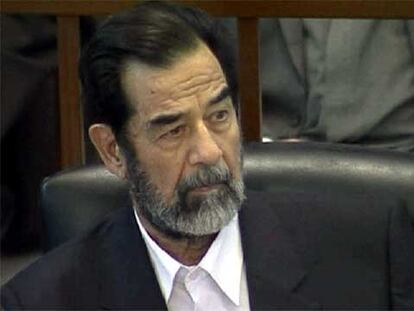 Sadam Husein, en un momento del juicio.