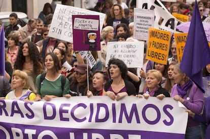 Manifestación a favor del aborto el pasado septiembre en Madrid.