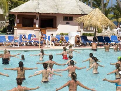 Gimnasia acuática en un hotel de Punta Cana, en la República Dominicana. 