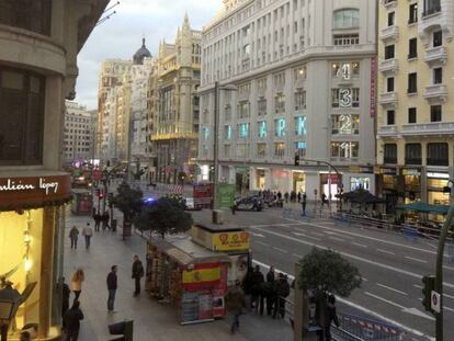 La Gran V&iacute;a durante los cortes de tr&aacute;fico.