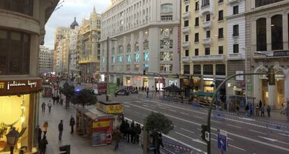 La Gran Vía durante los cortes de tráfico.