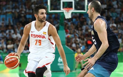 Ricky Rubio, ante Ginobili.