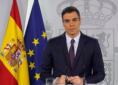 Spanish Prime Minister Pedro Sánchez during Saturday’s press conference.