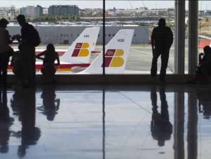 Pasajeros en el aeropuerto de Madrid-Barajas