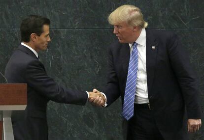El Presidente de M&eacute;xico, Enrique Pena Nieto, en un encuentro con el candidato Donald Trump el 31 de agosto.