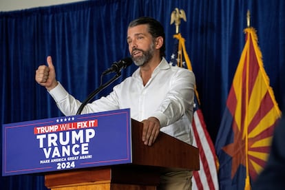 Donald Trump Jr., interviene durante la nominación como vicepresidente de JD Vance, en Scottsdale, Arizona, el pasado 2 de noviembre.