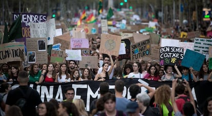 Huelga contra el cambio climático en Barcelona.