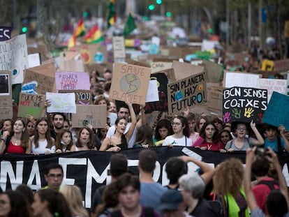 Huelga contra el cambio climático en Barcelona.