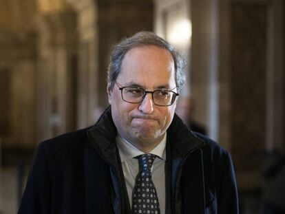 Quim Torra in the Catalan parliament.