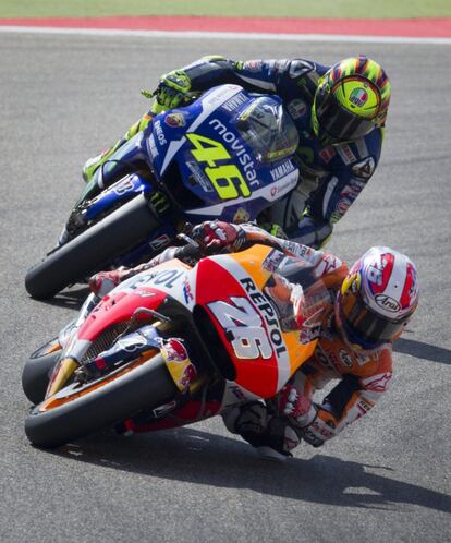 Dani Pedrosa por delante de Valentino Rossi 