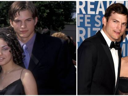 Mila Kunis y Ashton Kutcher, en la alfombra roja de los premios Emmy y, a la derecha, los actores en su primer posado oficial desde que son pareja hace cinco a&ntilde;os.
