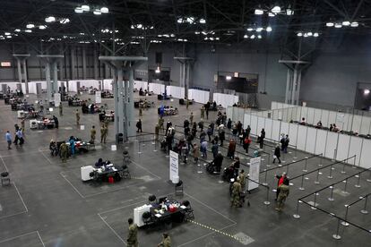 Un centro de vacunación en el Estado de Nueva York.