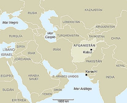 Mapa de situación de Afganistán.