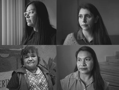 De arriba a abajo y de izquierda a derecha: Norma Jiménez, Italia Méndez, Edith Rosales y Claudia Hernández, víctimas de la violencia ocurrida en San Salvador Atenco, Estado de México.