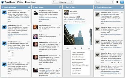 Imagen de Tweetdeck en el navegador Chrome.