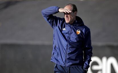 Voro, en un entrenamiento del Valencia.