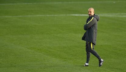 Guardiola, a l'entrenament del City.