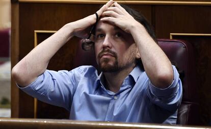 Pablo Iglesias, este jueves, en el Congreso.