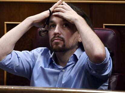 Pablo Iglesias, este jueves, en el Congreso.