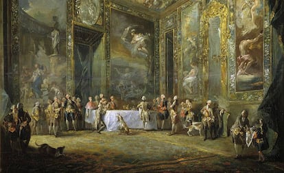 Carlos III comiendo ante su corte (Luis Paret y Alcázar, 1775).