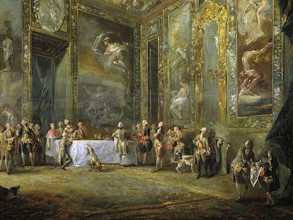 Carlos III comiendo ante su corte (Luis Paret y Alcázar, 1775).