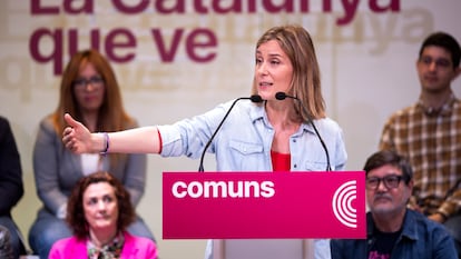 La candidata de Comuns Sumar a la presidencia de la Generalitat, Jéssica Albiach, este sábado en Sant Feliu de Llobregat.