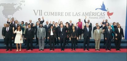 Foto de família de la Cimera de les Amèriques.