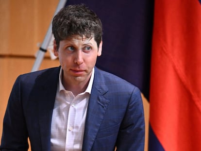 OpenAI CEO Sam Altman during a lecture at the University of Tokyo on Monday.