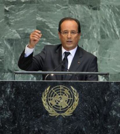 El presidente francés, François Hollande, durante su intervención en la asamblea de la ONU.