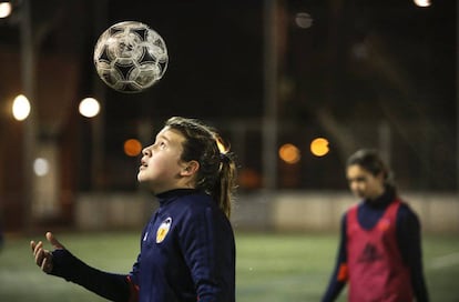 The girls’ team during a training session.