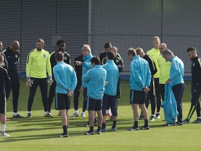 Entrenamiento del Manchester City este martes.