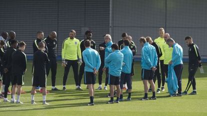 Entrenamiento del Manchester City este martes.