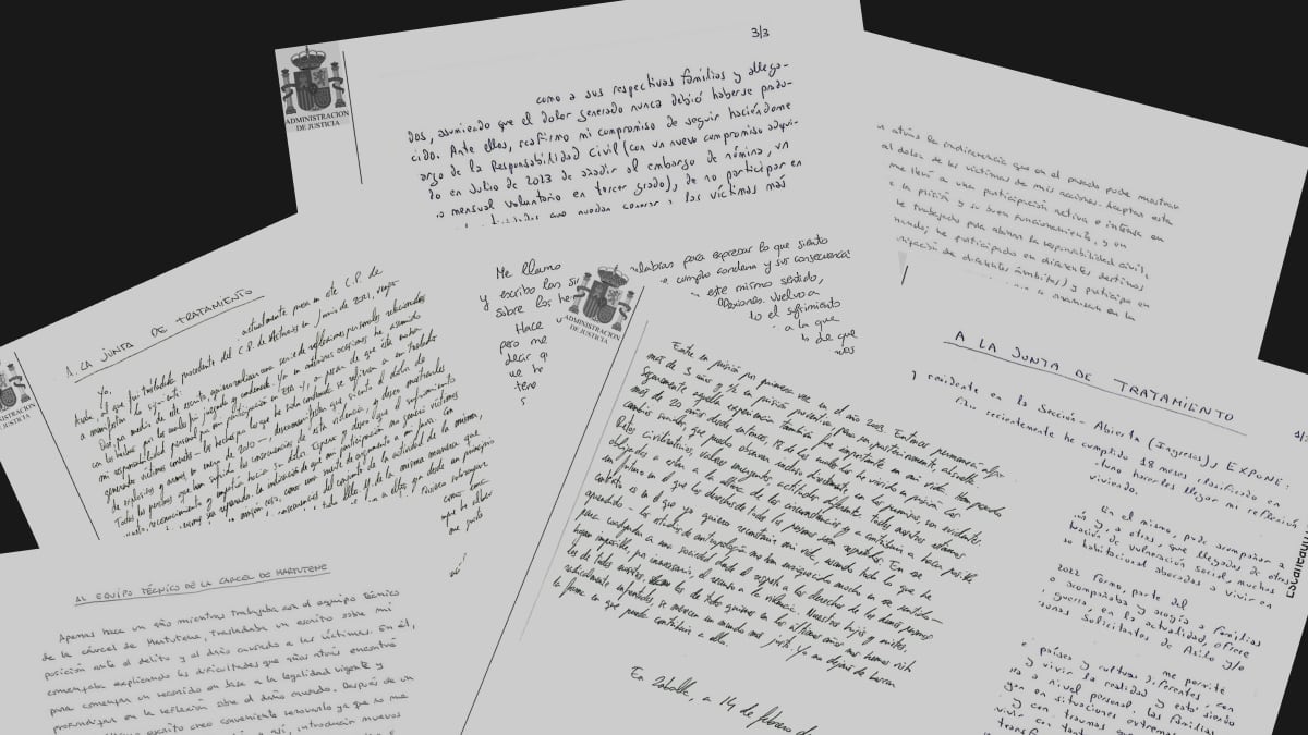 Las cartas de disculpa de los presos de ETA: “El sufrimiento que creé es irreparable, pero trataré de sanar el daño que causé”