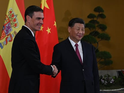 Pedro Sánchez y Xi Jinping, este martes en Nusa Dua (Indonesia).