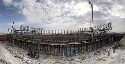Estructura levantada por Integralia en el estadio Babil de Irak.