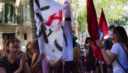 Trabajadores de la empresa Ciutat&#039;art al comienzo de la jornada.