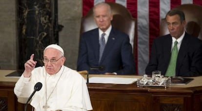 El papa Francisco en el Congreso estadounidense este jueves.