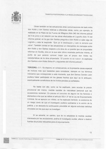 Auto prisión Santos Cerdán